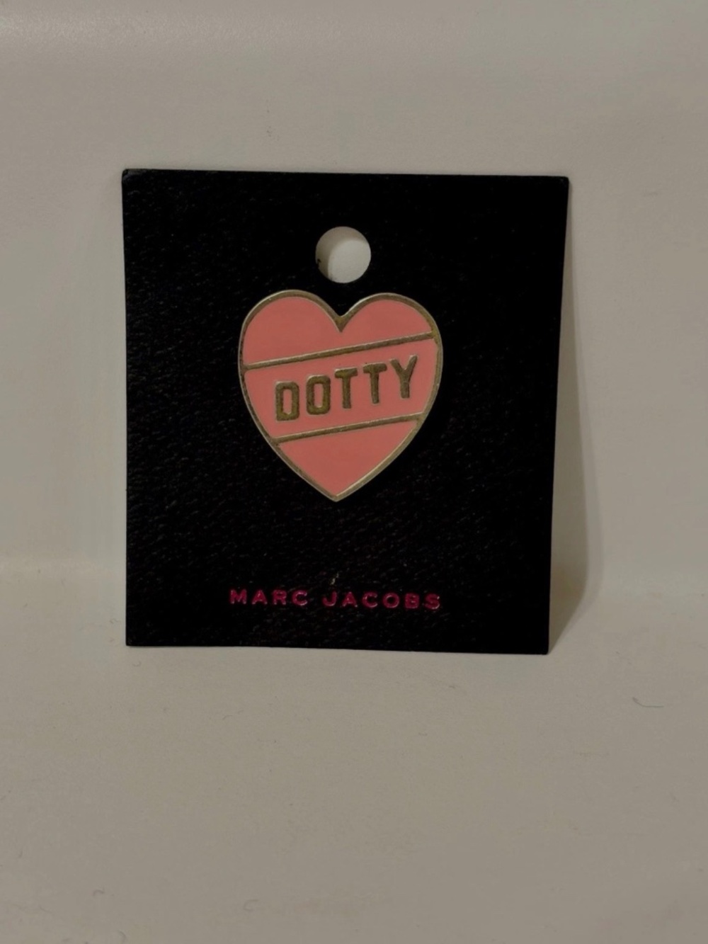 Marc Jacobs Dotty Heart Enamel Pin Pink Gold Tone Rare Promo #PatchMarc New